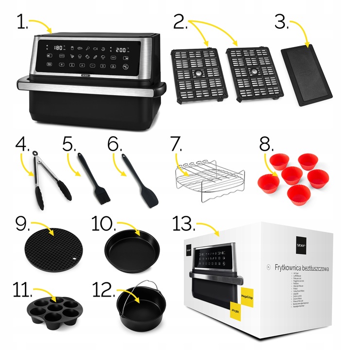 Frytkownica beztłuszczowa 11L Air Fryer Yoer 2800W 12 programów 23