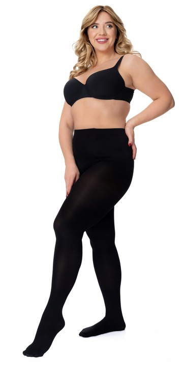 Rajstopy 60 DEN 3D PLUS SIZE bardzo rozciągliwe | #7/8 | czarny