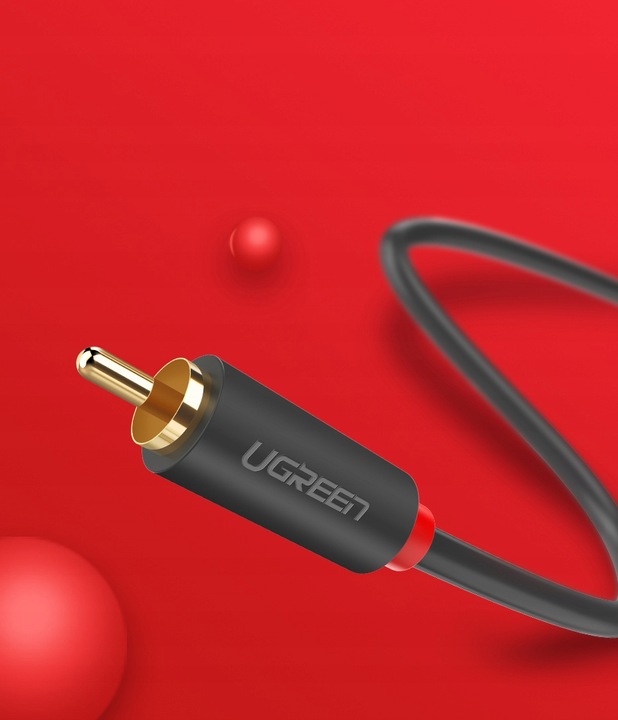UGREEN Pozłacany Kabel Hi-Fi Przewód Audio 2x RCA Do 2x RCA Cinch 2m