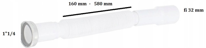 Syfon Półsyfon ELASTYCZNY Zlewu Umywalki 5/4x32 Odpływ Kuchenny Rura