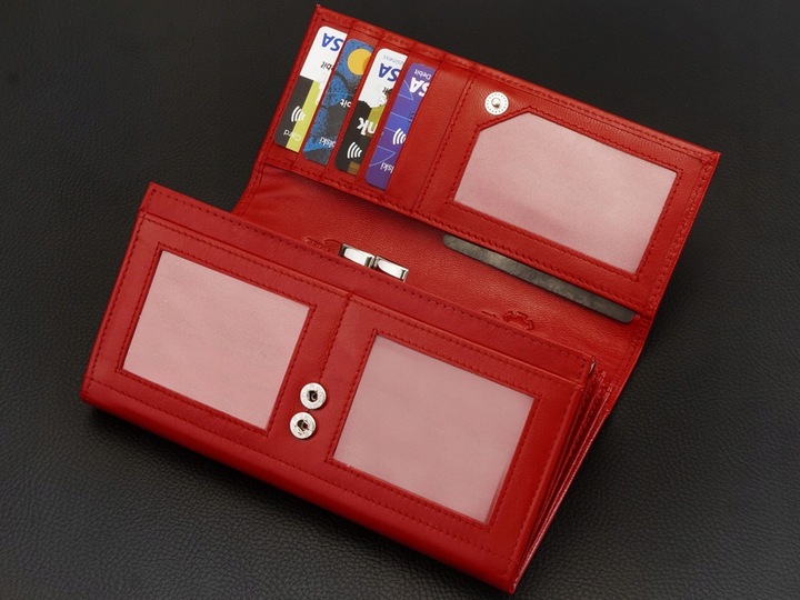 KOCHMANSKI portfel damski skórzany duży czerwony na dokumenty i karty