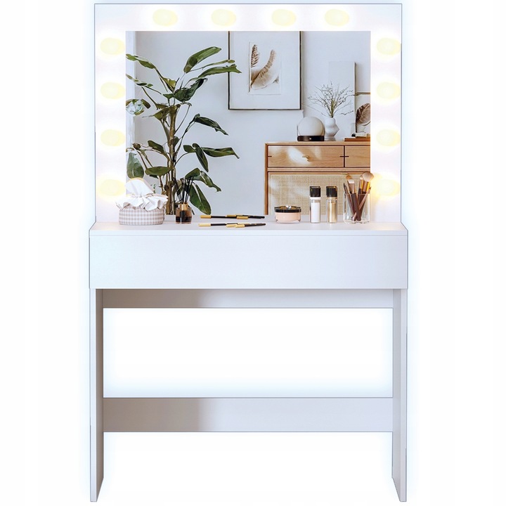 Toaletka kosmetyczna z oświetlniem LED z lustrem do makijażu +