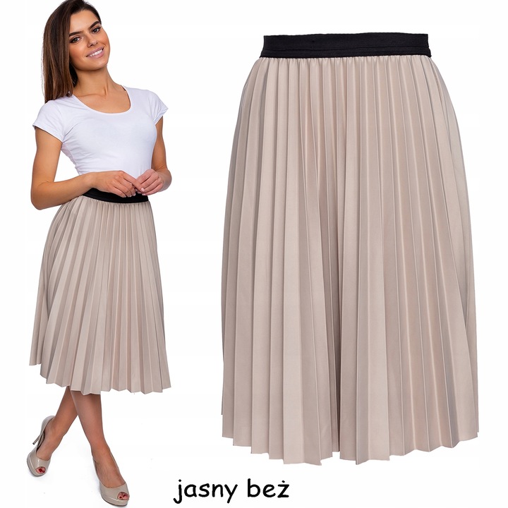 111__SPÓDNICA PLISOWANA MIDI NA GUMCE KOLORY