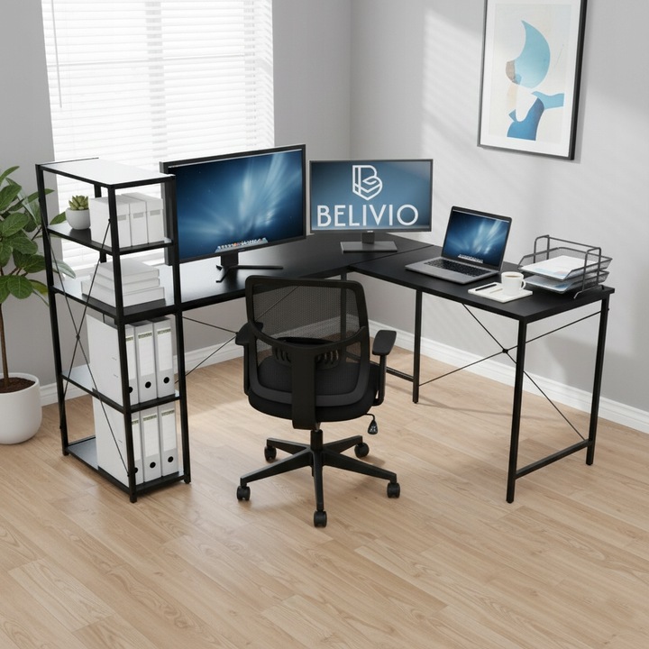 DUŻE BIURKO NAROŻNE KOMPUTEROWE DWUSTRONNE DO BIURA LOFT METALOWE