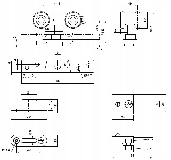Wózek drzwi przejściowe Avanti S100