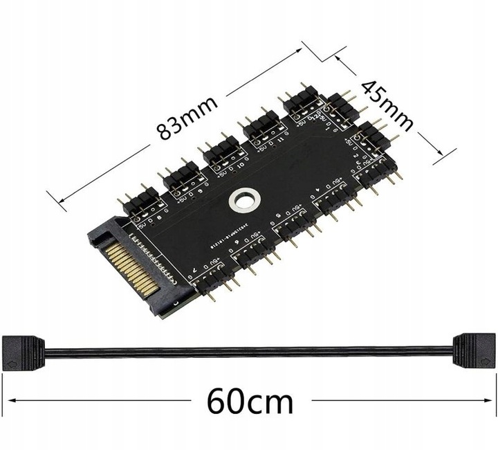 Hub Rozdzielacz SATA 12x aRGB 5V LED 3PIN