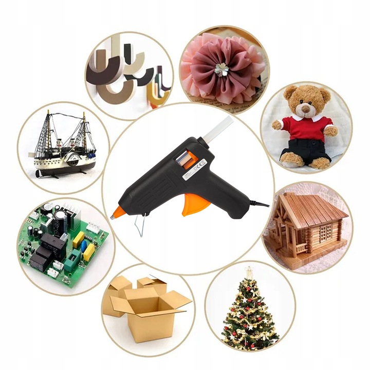 MOCNY PISTOLET DO KLEJU KLEJENIA NA GORĄCO KLEJARKA + BARDZO DUŻO