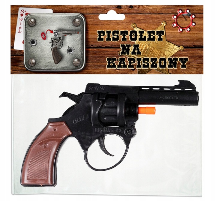 REWOLWER COWBOY PISTOLET NA KAPISZONY HUKOWY + NABOJE SPŁONKA 1152 STRZAŁY