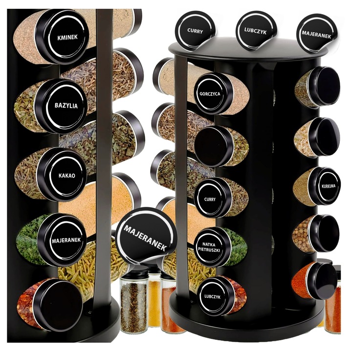 STOJAK NA PRZYPRAWY POJEMNIKI 20SZT Słoiczki Słoiki Przyprawnik i