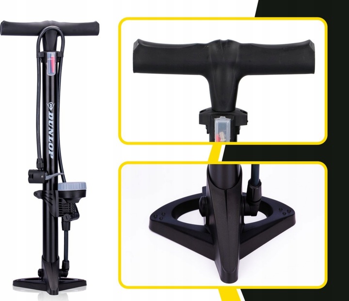 POMPKA ROWEROWA z MANOMETREM do Roweru Podłogowa Samochodowa DUNLOP