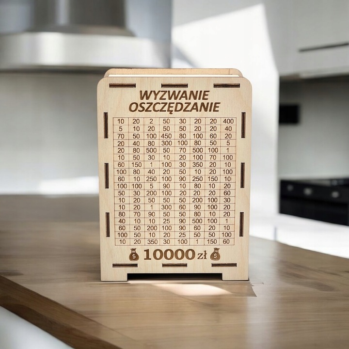 SKARBONKA WYKREŚLANA drewniana WYZWANIE OSZCZĘDZANIE Ślub TWÓJ GRAWER