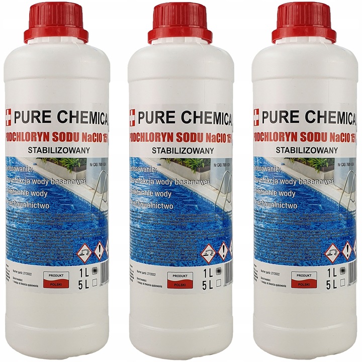 PODCHLORYN SODU 15% CHLOR W PŁYNIE DO BASENU 3L 3x1L