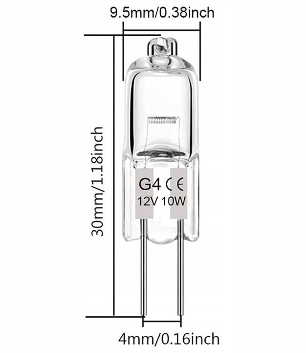ŻARÓWKA HALOGENOWA HALOGEN JC G4 10W 12V ŻARNIK 12 sztuk