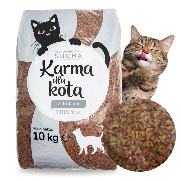 SUCHA KARMA Z KURCZAKIEM MIĘSO WITAMINY DLA KOTA 10KG