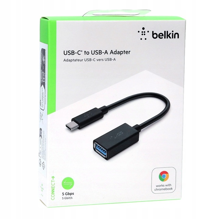 Belkin Kabel Adapter USB-C (M) do USB-A (F), 13 cm