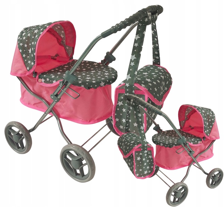 WÓZEK DLA LALEK GŁĘBOKI+TORBA+Lalka Śpiewająca PL