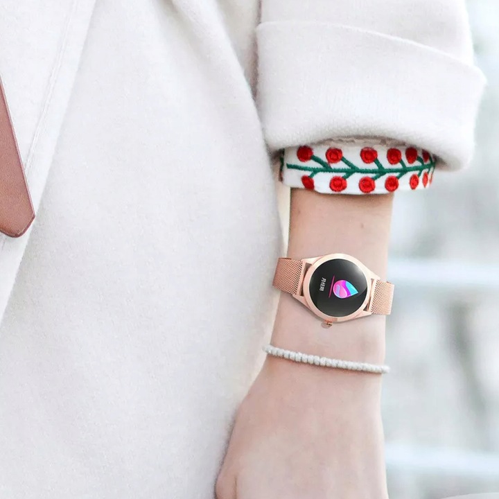 SMARTWATCH ZEGAREK DAMSKI DLA KOBIETY PULS SPORT POWIADOMIENIA MENU ZŁOTY