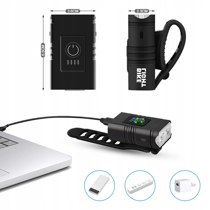 LAMPKA ROWEROWA LAMPKI ROWEROWE USB ZESTAW ZOOM