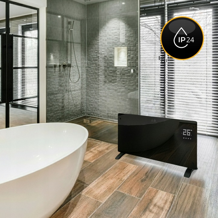 Grzejnik elektryczny szklany konwektorowy Glow 2500W LED WiFi Tuya