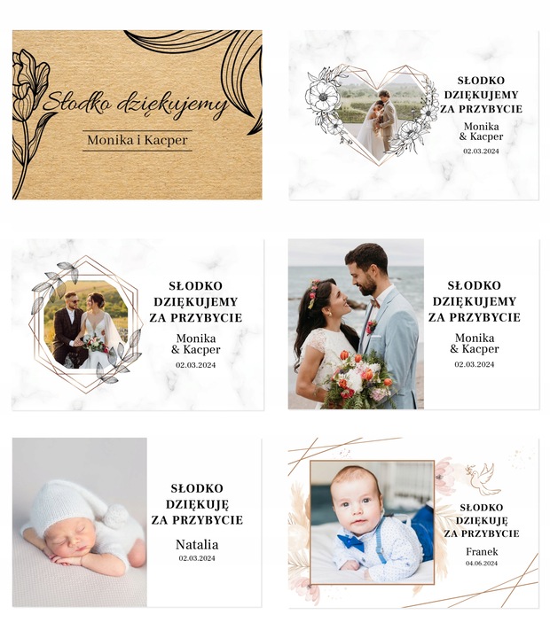 45 sztuk Naklejki okolicznościowe weselne chrzest komunia mix wzorów