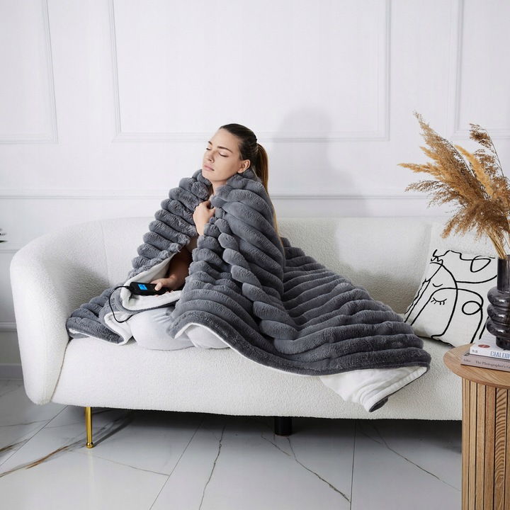 Koc elektryczny DUŻY 180x160 Mata grzewcza Yoer pilot LCD gruby 160W +Timer