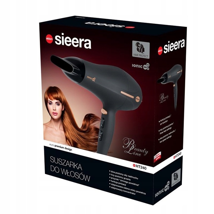 SUSZARKA DO WŁOSÓW Z JONIZACJĄ 2200W ZIMNY NAWIEW ELDOM HT240 +