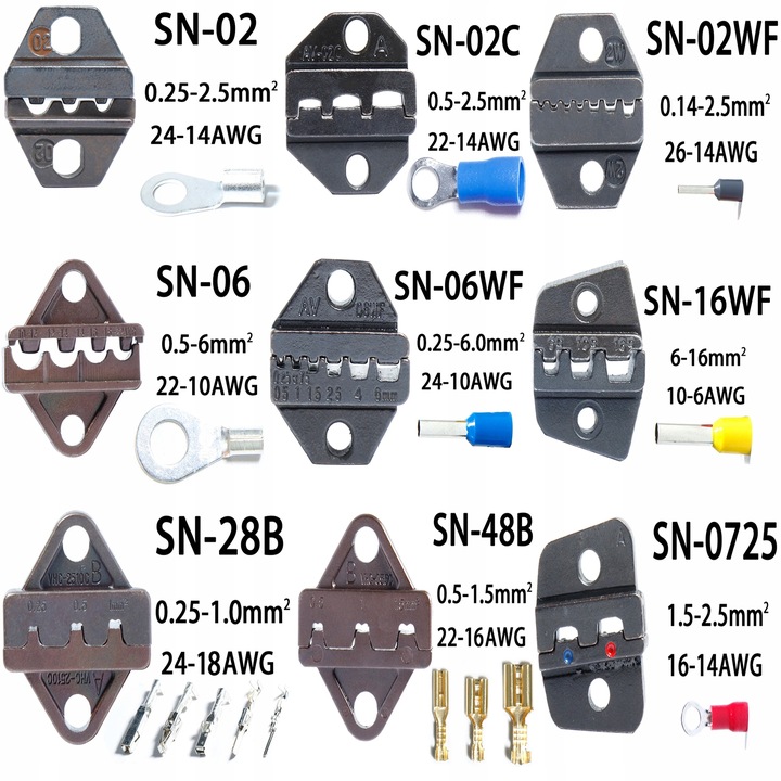ZESTAW ZACISKARKA SZCZYPCE PRASKA DO KOŃCÓWEK KABLI KONEKTORÓW 9