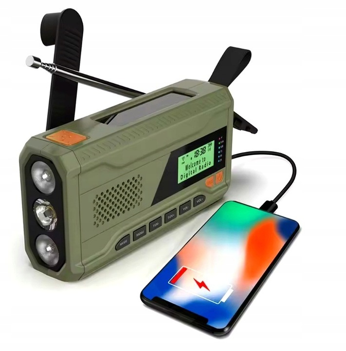 PRZENOŚNE RADIO SOLARNE KORBKA SOS AI&JL DYNAMO AWARYJNE LATARKA
