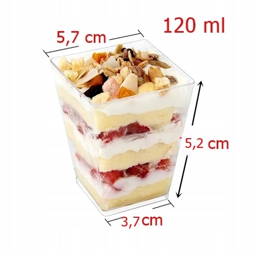POJEMNIKI PUCHARKI NA DESER PRZEKĄSKI MONOPORCJE SŁODKI STÓŁ 120ML