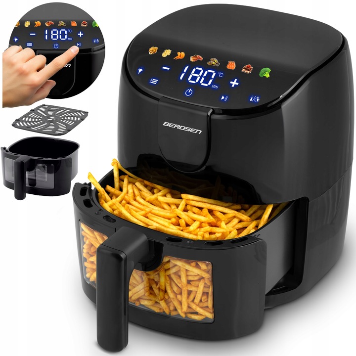 FRYTKOWNICA BEZTŁUSZCZOWA AIR FRYER FRYTOWNICA 4L BERDSEN 1500W