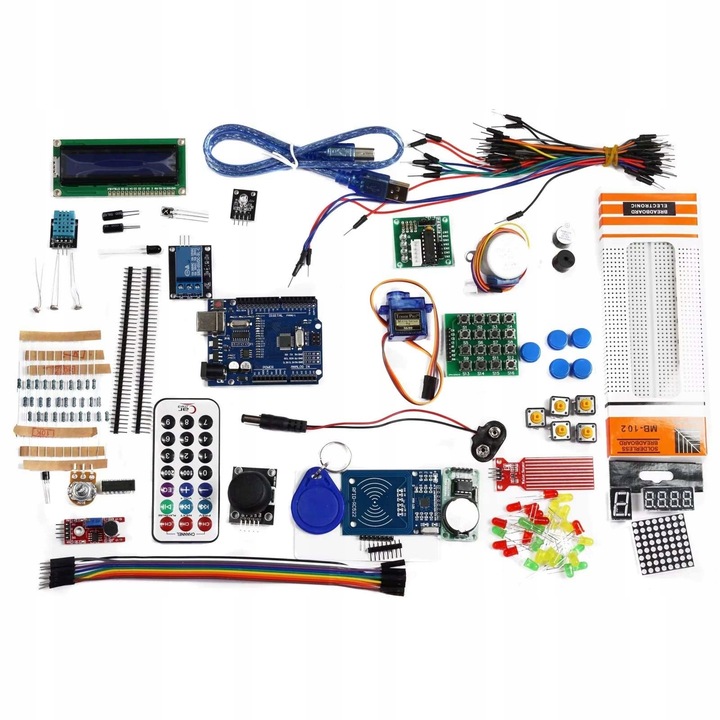 Zestaw XXL do nauki programowania zgodny z Arduino UNO w pudełku + naklejka