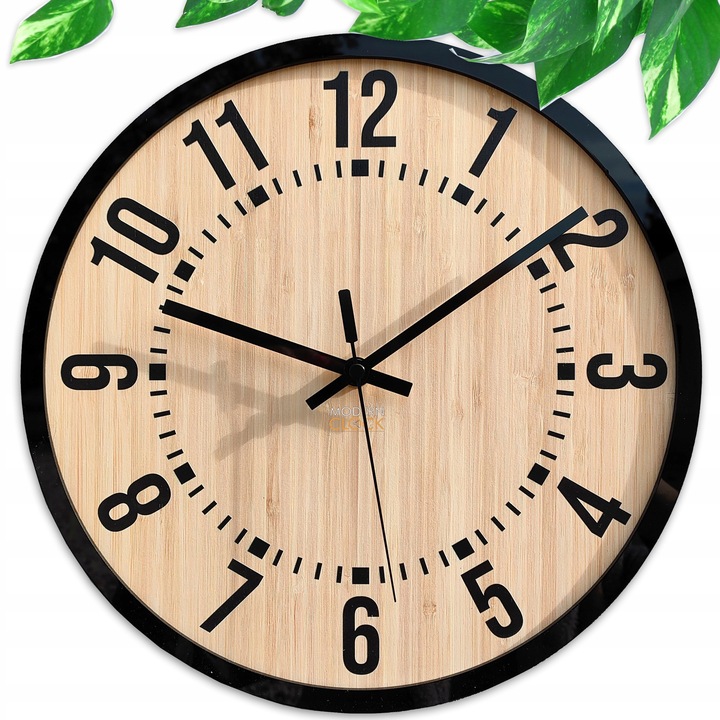 Zegar ścienny Bruno cichy czytelny Bambus Loft