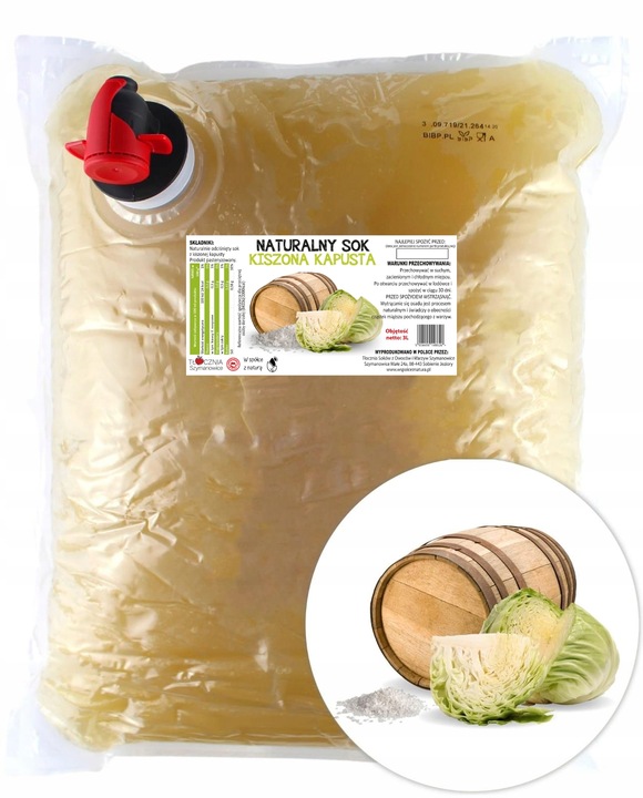 Sok z Kiszonej Kapusty Tłoczony 3l Soku Kiszona Kapusta 100% NFC 3 litry