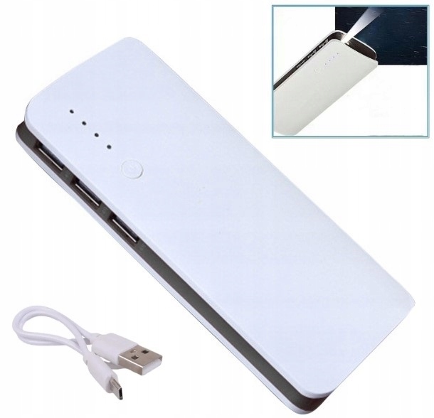 MEGA POWERBANK 20000 mAh +KABEL 3x USB LATARKA EXTRA POJEMNY PREMIUM