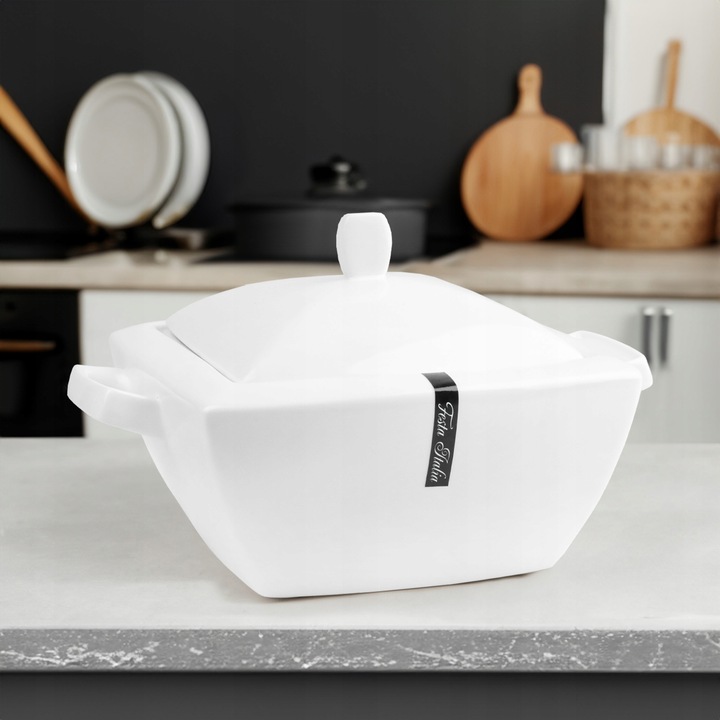 WAZA DO ZUPY BIAŁA 3,8L Z POKRYWKĄ WAZA DO ROSOŁU BARSZCZU BIAŁA