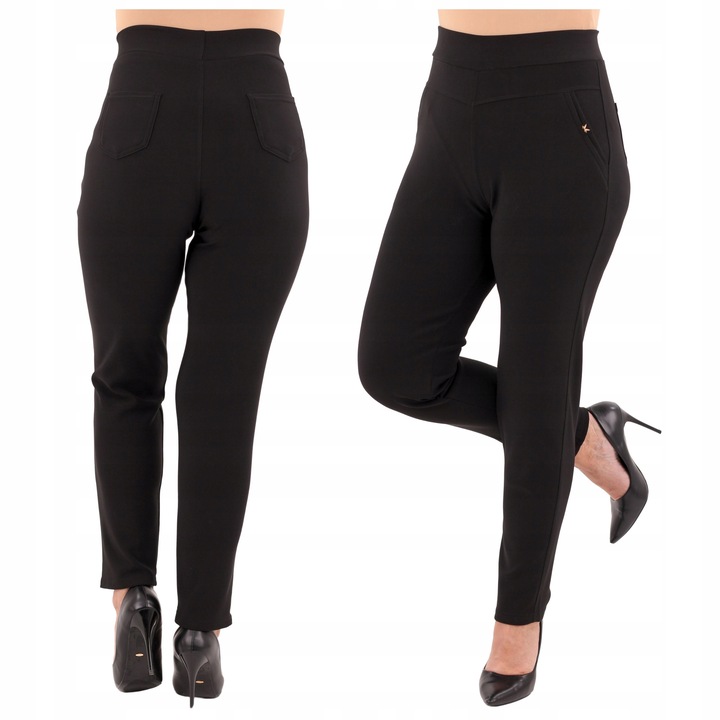 SPODNIE DAMSKIE WYSOKI STAN GŁADKIE BAWEŁNIANE ELASTYCZNE DUŻE ROZMIARY