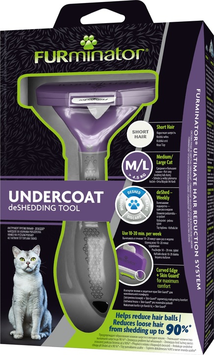 FURminator dla kotów krótkowłosych średnich dużych sierść krótka M/L Large