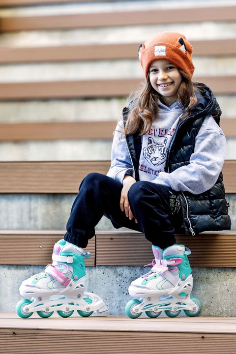 Rolki Regulowane RAVEN Lia Mint 34-37 Kółko LED