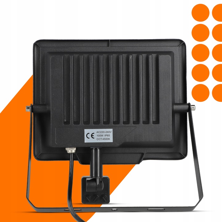 Naświetlacz LED Halogen 100W Reflektor Lampa Zewnętrzna Czujnik Ruchu