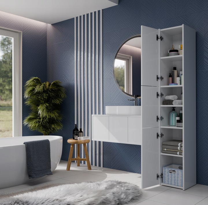 SZAFKA ŁAZIENKOWA SŁUPEK REGAŁ MALWA S33 BIAŁY