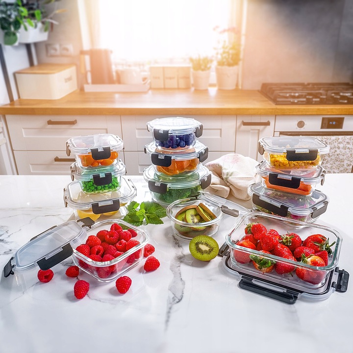 POJEMNIKI NA ŻYWNOŚĆ SZKLANY ZESTAW POJEMNIKÓW SZKLANE PUDEŁKO