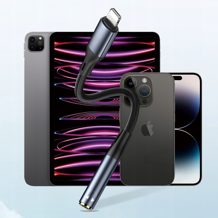 BOSTE ADAPTER PRZEJŚCIÓWKA AUDIO LIGHTNING DO IPHONE - MINI JACK AUX 12CM