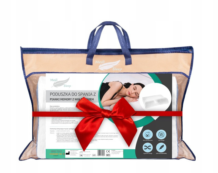 PODUSZKA ORTOPEDYCZNA DO SPANIA PROFILOWANA Z WGŁĘBIENIEM PIANKA MEMORY