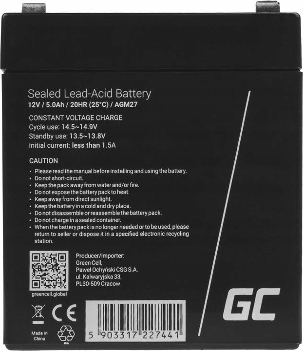 Green Cell Akumulator 12V/5Ah (AGM27)