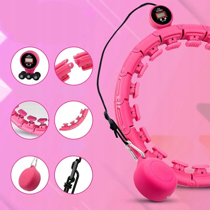 ODCHUDZAJĄCY HULA HOP Z OBCIĄŻENIEM SMART Z LICZNIKIEM I WYPUSTKAMI HULAHOP