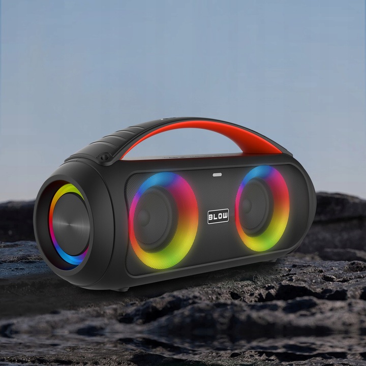 MOCNY GŁOŚNIK BLUETOOTH PRZENOŚNY BOOMBOX MIKROFON PILOT USB SD FM