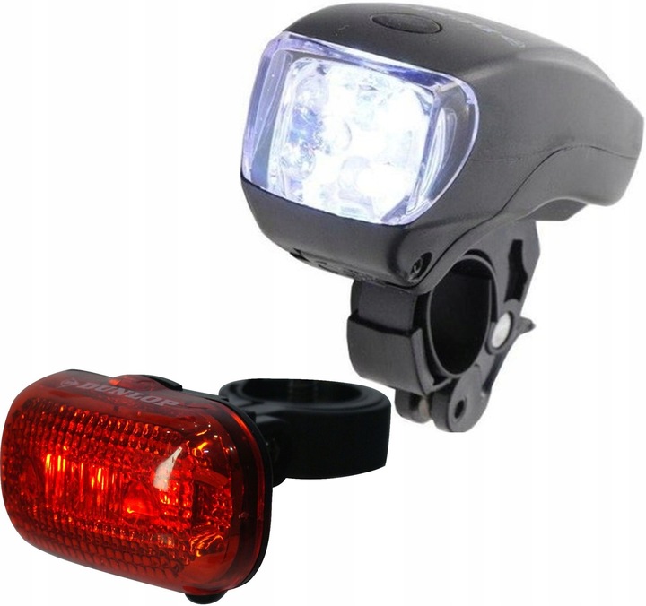ZESTAW OŚWIETLENIA DO ROWERU LAMP ROWEROWYCH LED PRZÓD TYŁ DUNLOP