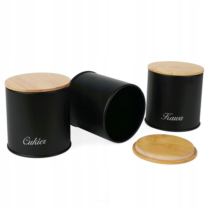 Zestaw CHLEBAK BAMBUSOWY + 3x Puszka KAWA HERBATA CZARNY Konighoffer Cosmic