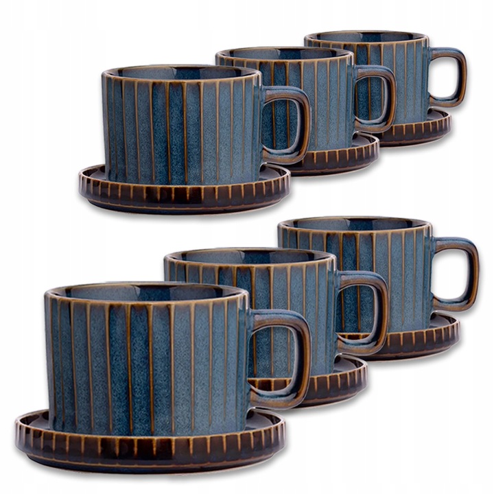 Komplet filiżanek 220 ml ze spodkami Altom Design Reactive Stripes 12 el.