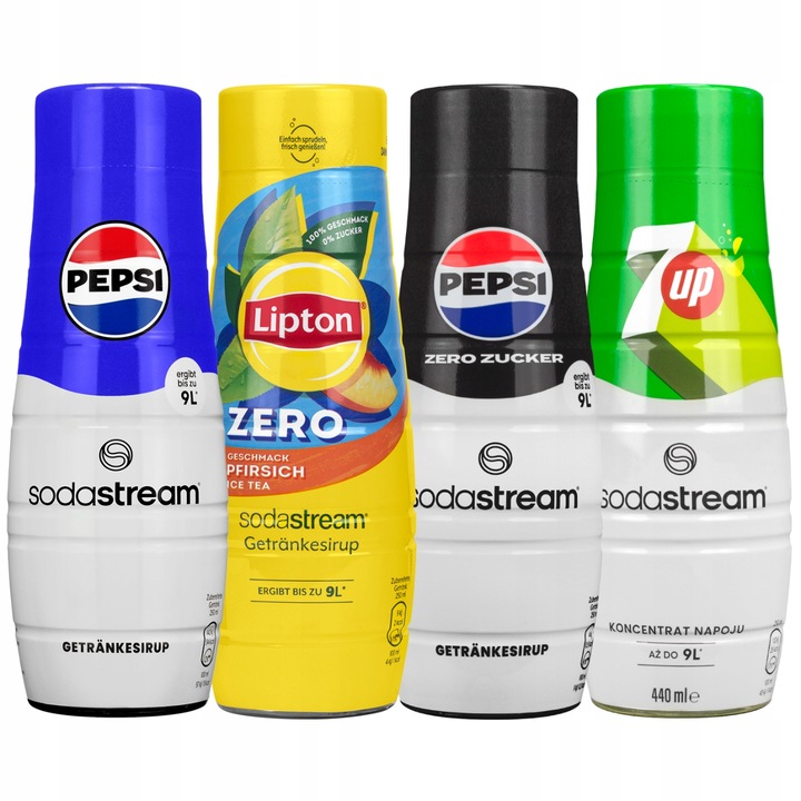 SATURATOR SODASTREAM TERRA 2 BUTELKI + 4x SYROPY PEPSI 7UP LIPTON